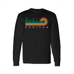 T-shirt a maniche lunghe Puritan con design a righe vintage Evergreen in stile Pennsylvania - Product Image 2