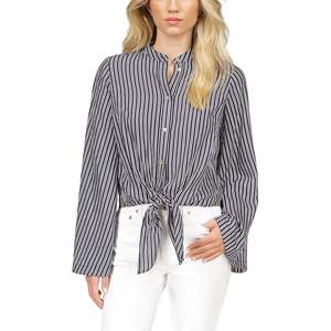 Camicia blu in popeline con orlo annodato Michael Kors Halo - Product Image 5