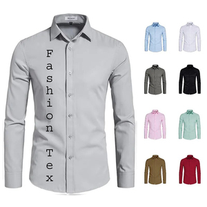 เสื้อทำงานผ้าฝ้าย100% แขนยาวสำหรับผู้ชายเสื้อทางการมีสไตล์คลาสสิกกันรอยยับแห้งเร็ว - Product Image 2