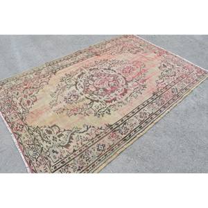 พรมขนแกะสีเบจสีแดงคลาสสิกขนาด5.4x8ฟุตงานเย็บปะสี่เหลี่ยมผืนผ้าสไตล์ตุรกีสำหรับห้องนั่งเล่นห้องโถงยางขนาด10มม. - Product Image 2