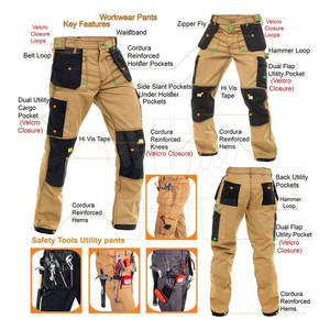 Pantalones DE SEGURIDAD reflectantes personalizados para hombre, ropa de trabajo de nailon impermeable, pantalón de seguridad de algodón y poliéster reflectante - Product Image 6