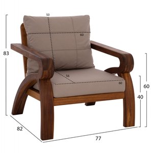 Juego de sofás Almeira de mediados de siglo hechos de madera maciza de teca y cojines gruesos con acabado de nogal para uso en interiores y exteriores. - Product Image 5