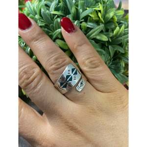 Raymond Begay <b>Adjustable</b> <b>Ring</b> Opal & Sterling Silver Rose Gold & Gold Plated Rhodium Setting Inlay Gift for Size 9.25 - Product Image 2
