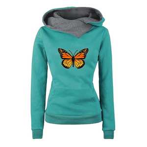 เสื้อฮู้ดผู้หญิงแฟชั่นลำลองพิมพ์ลายผีเสื้อ - Product Image 6