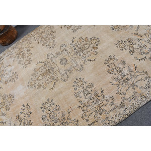 พรมปูพื้นทำมือทรงสี่เหลี่ยมขนแกะสไตล์ตุรกีวินเทจผ้าเย็บปะต่อสีเทา5.8x8.6ฟุตสำหรับโถงทางเดิน - Product Image 5