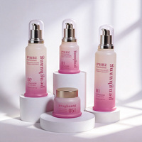 Pot en verre dépoli rose dégradé de 50g, de haute qualité, pour crème cosmétique et soin de la peau, avec couvercle à vis électroplaqué or, pour crème visage/yeux