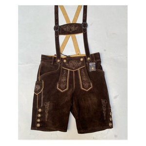Lederhosen บาวาเรียแท้ใหม่เสื้อผ้าแบบดั้งเดิมของผู้ชายที่ทำจากหนังแท้ที่มีรูปแบบการตกแต่งที่เป็นของแข็ง - Product Image 4