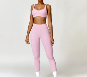 Conjunto de dos piezas de ropa de yoga personalizada al por mayor, sujetador de yoga deportivo para correr de secado rápido, mallas, ropa de Yoga de manga larga - Product Image 6