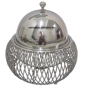 Stainless Steel <b>Food</b> <b>Warmer</b> Round Shape Tabletop Designer Casserole Hot Selling Wedding Buffer Metal Hotpot - Product Image 1
