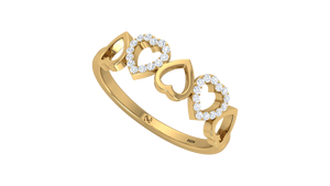 Anillo de Corazón de Lujo para Mujer en Oro de 14K y Diamantes Naturales con 28 Piedras de Corte Brillante |   0.10Ctw Joyería de Uso Diario Chapada en Rodio de Moda - Product Image 3