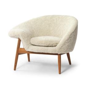 घर और क्लब के उपयोग के लिए टिकाऊ मिडसेंचुरी डिजाइन के साथ हस्तनिर्मित ट्यूफ्टेड शीपस्किन लाउंज कुर्सी - Product Image 1