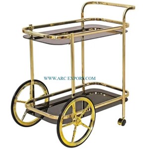 Chariot de service alimentaire d'hôtel à 3 couches en métal et en verre le plus vendu - Product Image 4