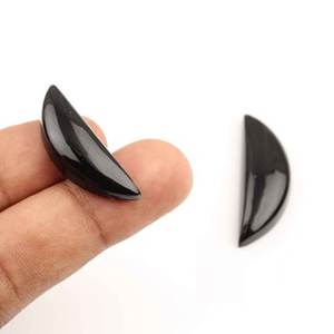 Alta calidad 10x30mm cabujón de ónix negro Natural FORMA DE D suave Flatback cuarzo piedra preciosa suelta para la fabricación de joyas - Product Image 2