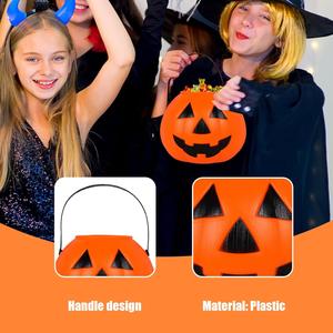 Cubo de Dulces de Calabaza de Hierro, Cubo de Calabaza Portátil con Asa para Fiestas de Truco o Trato, Decoración de Jarrones de Flores de Calabaza de Halloween - Product Image 6