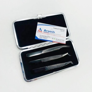 Vente en gros pince à épiler en diamant noir plasma Logo personnalisé solide en acier inoxydable pointu durable pour les extensions de cils - Product Image 4