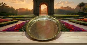 10-Inch Golden Brass Puja Plate Handcrafted Aarti Pujan Thali Prashad Chandan Articles for Religious Weddings Ramadan Puja - Product Image 6