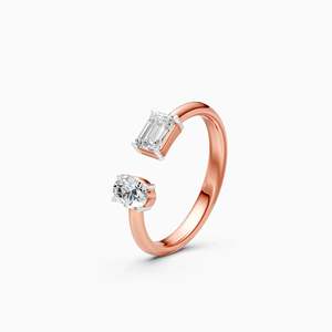 Anillo delicado de banda abierta con diamantes cultivados en laboratorio para mujer, 0.66 ct, en oro amarillo, blanco y rosa de 9 quilates - Product Image 1