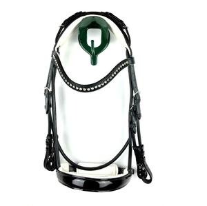 Cheval en cuir verni rond éléments cousus rênes Cheval en cuir Stanford Anatomique Snaffle Bridle Anatomic Horse Leather Bridle - Product Image 1