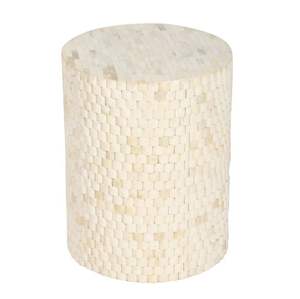 Incrustation de résine cubique et d'os, Table d'appoint Antique, incrustation blanche géométrique, Table basse centrale ronde, décoration de la maison, meubles de Table d'appoint - Product Image 3