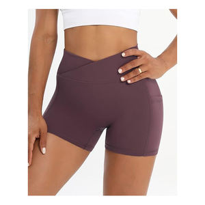 Pantalones cortos de Yoga de calidad premium, pantalones cortos deportivos de fitness de la mejor calidad, pantalones cortos de gimnasio de cintura para mujeres con bolsillo lateral, pantalones cortos de yoga - Product Image 3