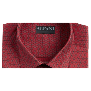 Camicia Alfani da Uomo Alfatech Performance Stretch con Stampa Geometrica, Vestibilità Classica/Regolare Slim Fit, Popeline Antipiega, Rossa, Taglia 32X22 ODM - Product Image 2