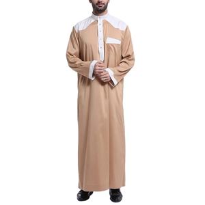 Vente à chaud de vêtements islamiques pour hommes de haute qualité à manches longues Thobe Jubba Plus Size Muslim Wear Top pour hommes - Product Image 1