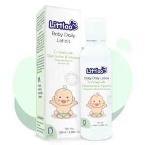 Littloo lozione idratante quotidiana per bambini arricchita con Calendula naturale, cocco, glicerina al burro di karité, pelle sensibile al bambino-100ml