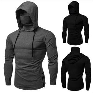 Men's Long Sleeve Gym Hoodie with <b>Mask</b> DIY Pattern Pullover Hooded T Shirt Tops for <b>Sports</b> & Cycling for Autumn Season - Product Image 2