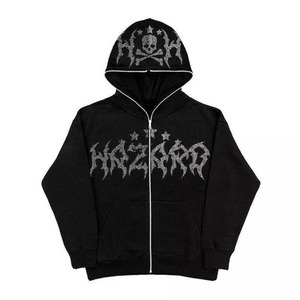 Sudadera con capucha Hombres y Mujeres sudadera con diamantes de imitación cremallera completa - Product Image 3