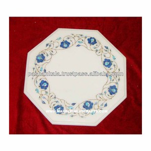 Lapiz Lazuli — Table basse, 15 cm, blanc, avec incrustation, en marbre - Product Image 1