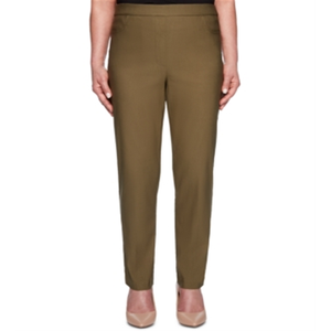 Pantaloni Elasticizzati da Donna Alfred Dunner Allure, Verde Cedro Canyon, XL, Vita Alta, Gamba Larga, Antirughe, per l'Autunno - Product Image 1