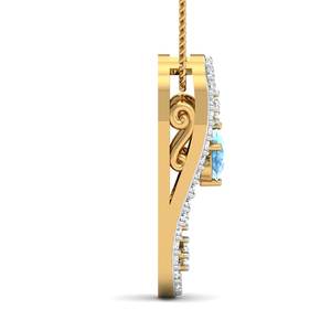 Collar de tendencia de moda romántica 2024, diseño especial, forma ovalada, colgante de piedras preciosas de circón azul cielo, cuentas, cadena de cuerda, fiestas de latón - Product Image 3