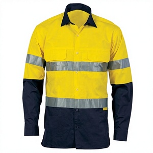 เสื้อ Hi Vis สำหรับผู้ชาย,เสื้อแขนยาวสะท้อนแสงผ้าฝ้าย100% เจาะ Hi Viz - Product Image 1