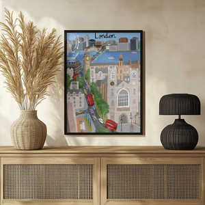 Impression artistique de la ville de Londres de Carla Daly, représentant la vue sur la rivière Thames et le Big Ben, sur papier - Product Image 3