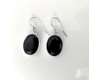 ต่างหูเงินสเตอร์ลิง925สำหรับผู้หญิงพลอยสีดำเจียระไนพลอยไข่มุกชุบทองสำหรับงานปาร์ตี้ - Product Image 3