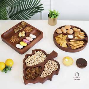 Plato de fruta seca de chocolate de madera de tres formas diferentes para regalos formales, eventos de hotel o uso en fiestas en casa - Product Image 1