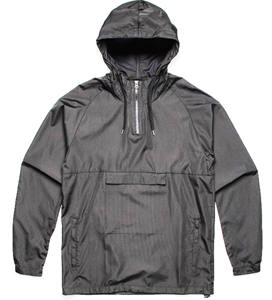 Anorak coupe-vent pull à demi-fermeture éclair personnalisé OEM pour hommes veste Streetwear de couleur unie avec poches en toile pour le printemps - Product Image 6