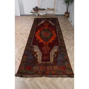 พรมวิ่งสไตล์ตุรกี ขนาด 5x13.3 ฟุต สีแดงส้มไล่เฉด ทำจากขนสัตว์ - Product Image 1