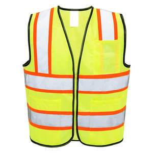Gilet de sécurité en maille fluorescente en polyester, logo personnalisé, travail, noir, gilet de sécurité réfléchissant, construction, haute visibilité - Product Image 1