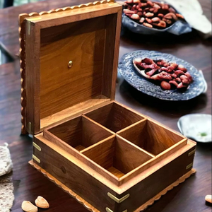 กล่องไม้ใส่เครื่องเทศทำจากไม้อาเคเซียพร้อมฝาปิดกล่องใส่เกลือผลไม้แห้งทำจากพลาสติกทรงสี่เหลี่ยมผืนผ้าสำหรับใช้ในครัวกล่องไม้ใส่เครื่องปรุง - Product Image 1