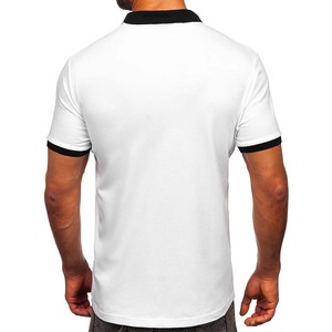 Camisa de golf informal de negocios de color sólido ajustada a la moda para hombre, camisa de golf ajustada con cuello negro - Product Image 2