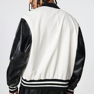 Manches longues tissées coupe ample en blocs de couleurs pour hommes, vestes d'université de baseball confortables à imprimé numérique, bon fournisseur - Product Image 2