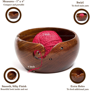 Cuenco de hilo de palisandro personalizado, organizador de ganchillo y tejido a mano, cuenco de hilo, regalo de Navidad funcional - Product Image 6