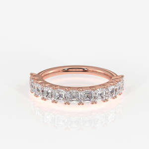 Asscher Cut Lab Grown Diamond Wedding Band 9K Gold <b>Ring</b> - Product Image 6