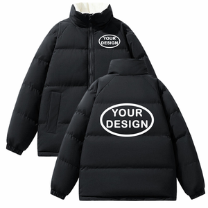 Manteau parka d'hiver pour homme |   Veste épaisse avec logo personnalisé imprimé |   Vêtement d'extérieur long uni, chaud, décontracté, résistant à l'eau, pour le froid - Product Image 3