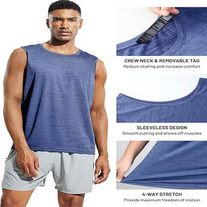 เสื้อกล้ามเล่นยิมผ้าสแปนเด็กซ์โพลีเอสเตอร์สำหรับผู้ชายเสื้อสายสตริงเกอร์แบบเรียบระบายอากาศพิมพ์ลายซับลิเมชันสไตล์ลำลอง - Product Image 3