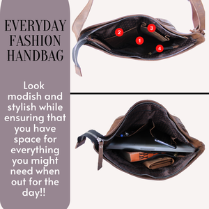 Stylish Lightweight Women's Genuine Leather <b>Crossbody</b> <b>Hobo</b> <b>Bag</b> Large Capacity Zipper Two Shoulder Straps Durable for Office Use - Product Image 4