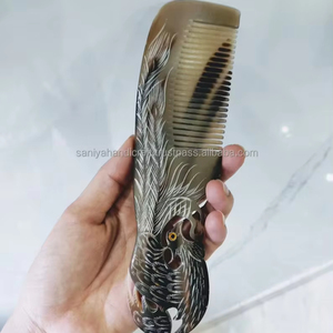 100% peine de cuerno de búfalo Natural hecho a mano cuerno REAL técnica de pulido antiestático elegante estilo de amor artesanal - Product Image 5