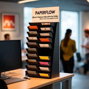 PAPERFLOW DIN A4 - Expositor de Poliestireno Negro para Folletos, 50 Compartimentos, 54.4 x 112 x 12.9 cm (Ancho x Alto x Profundidad), Expositor de Cartas - Product Image 3