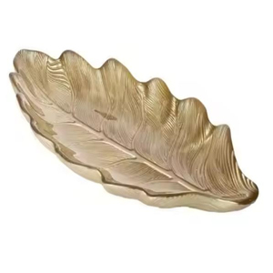 El más nuevo diseño Metal sólido Dátiles Dulces Plato para servir Forma de hoja Plato para servir comida 2 compartimentos para la mejor venta - Product Image 3